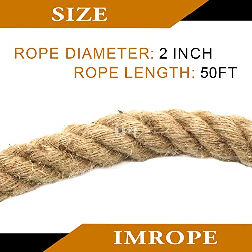 2 Inch x 50 Ft Natural Jute Rope (50 Foot)