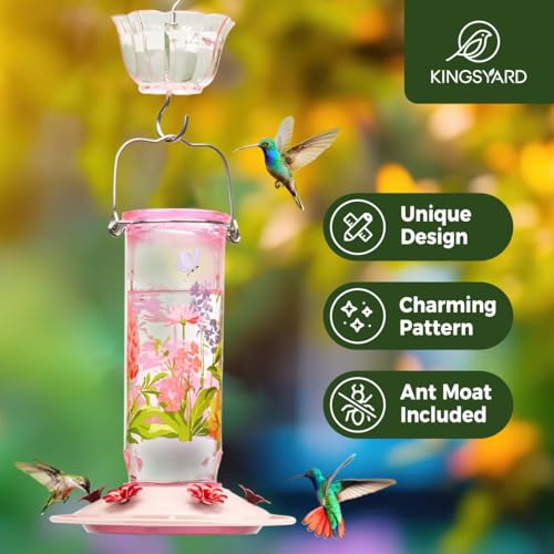 2 Pack Hummingbird Feeders for Outdoor Hanging (Pink)