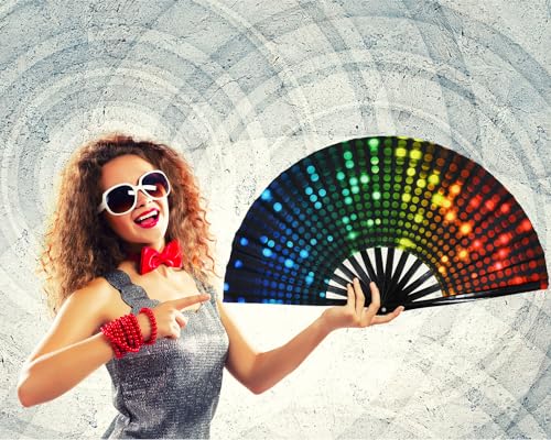 Large Rave Fan Folding Hand Fan Popping Fan for Line Dancing