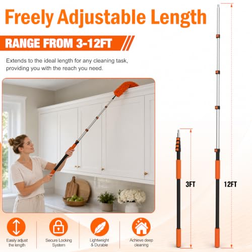 20FT High Reach Duster Cleaning Kit with Extension Pole (12FT)