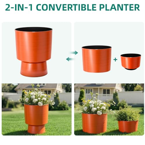 16.8" Planters for Outdoor Plants (16.8"-orange Linear Texture)