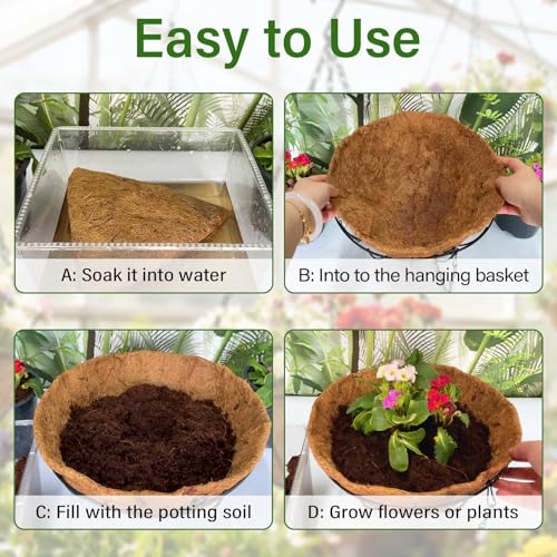 4 Pack 16 Inch Coconut Liners for Hanging Baskets Replacement (16inch)