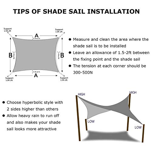 8'x10' Sun Shade Sail Gray Curved Rectangle (Gray / 0 8' X 1 0')