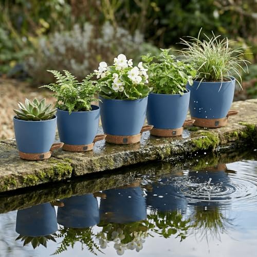 5 Pack Self Watering Planter Pots 10 (Blue / 6.5/7/8/9/10 Inch)