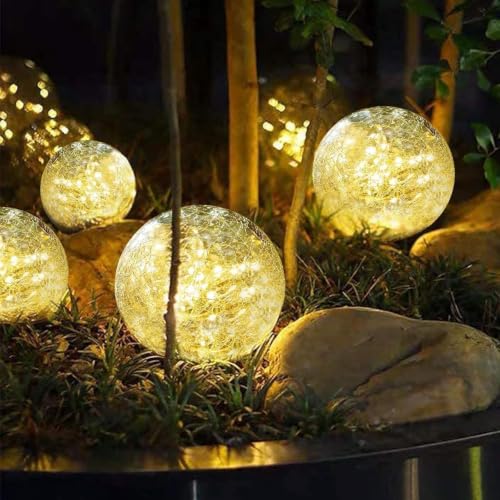 4 Pack 3.9" Solar Garden Lights Outdoor Waterproof (4 Pack / Warm White)