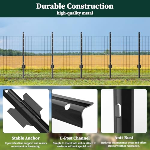 Metal Fence Posts Heavy Duty No (5FT-10P / Black)