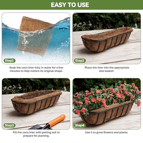3Pcs Trough Coco Liner 24" Coco Coir Liners for Planters (24inch -3PCS)