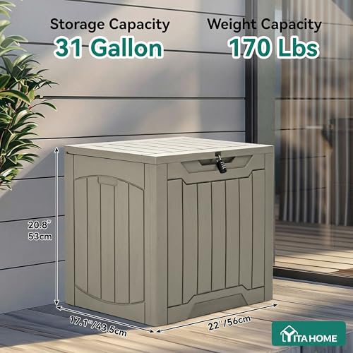 31 Gallon Outdoor Storage Box (Deck Box / 31 Gallon / Taupe)
