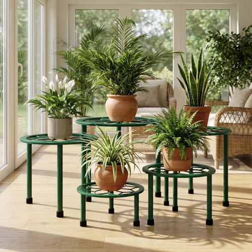 Metal Plant Stand Indoor Outdoor (Green)