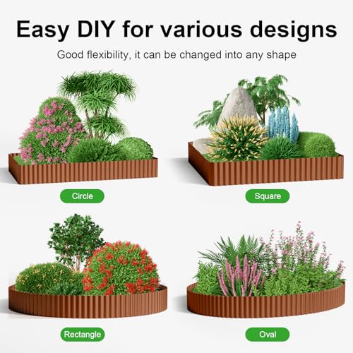 Corrugated Garden Edging Border (Red Rust / 12 Inch×50 Ft)