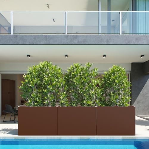 Rectangular Metal Planter Box 32x12x24 with Insert Shelf (Pb32x12x24-coffee)
