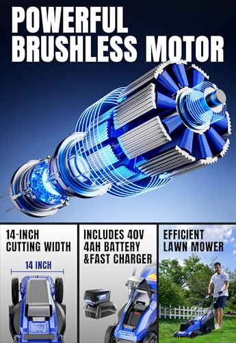 40V 14 in Brushless Electric Cordless Lawn Mower Kit (40V 14" Push)