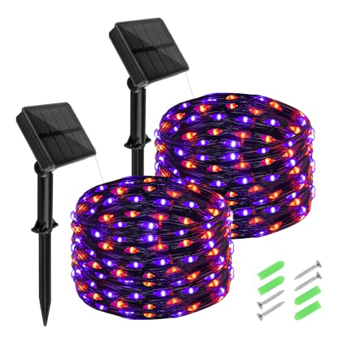 Halloween Solar String Lights Outdoor (Orange & Purle / 16.4ft)