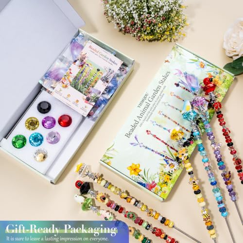 264Pcs Beaded Animal Garden Stakes Fairy Wand 12in Threaded Rods (Animal)