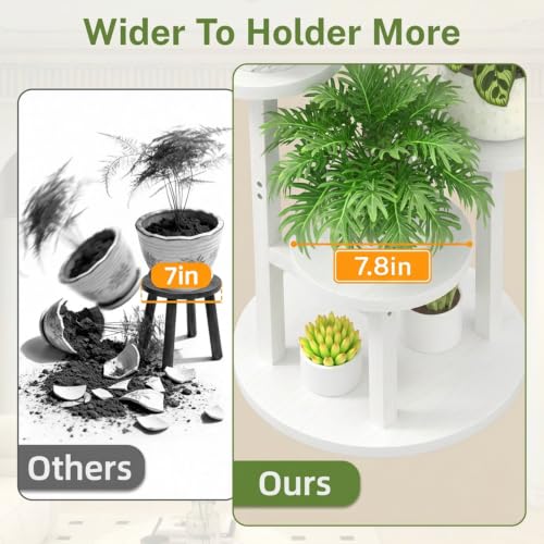 5 Tier Wood Plant Stand Indoor Outdoor Corner Tall Shelf (Pine White / 5 Tiers)