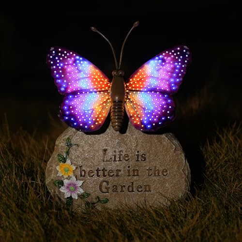 Solar LED Butterfly Garden Statue with Sparkling Light (Purple)