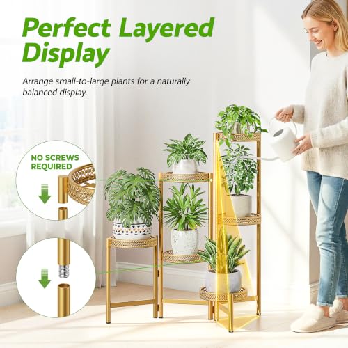 6 Tiered Plant Stand Indoor for Multiple Large Planter (GoldWave / 6-tiers)