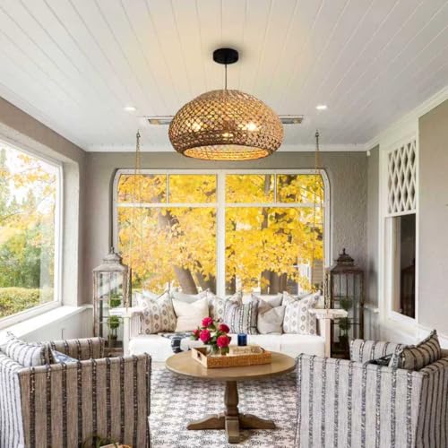 18.89" Boho Large Rattan Chandelier 3 (3-Light 18.89 inch)
