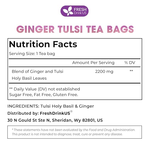 Premium 55 Ginger Tulsi Tea Bags (55 Tea Bags)