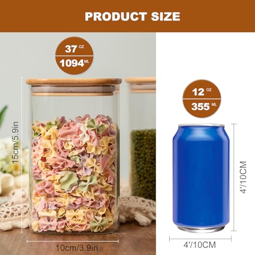 6 Pack Glass Food Storage Jars 37 oz