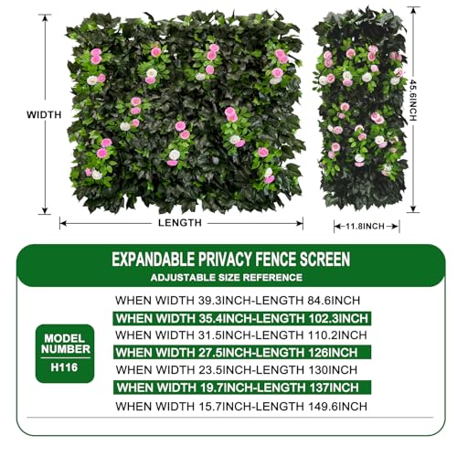 Artificial Expandable Ivy Privacy Fence Screen (BRANCH-MIXED FLOWER)