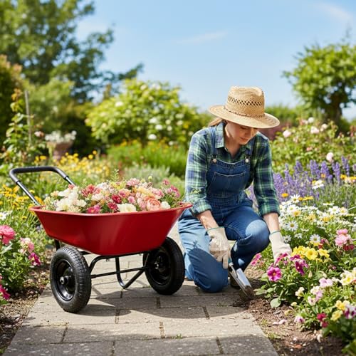 Dual Wheel Wheelbarrow (Red)