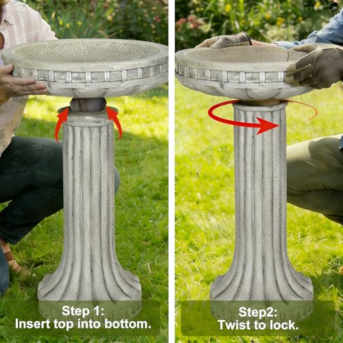 24" H Outdoor Bird Bath for Garden (Modern)