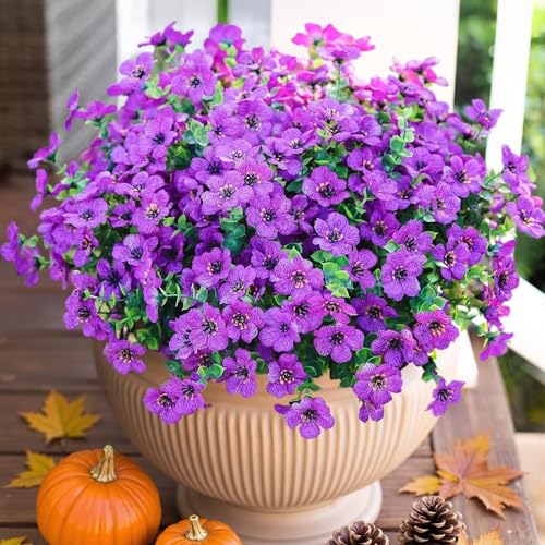 Artificial Flowers for Outdoor Indoor Garden Home Decoration (Purple)