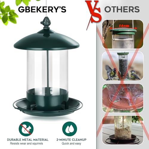 Metal Bird Feeders for Outdoors Hanging (Green)