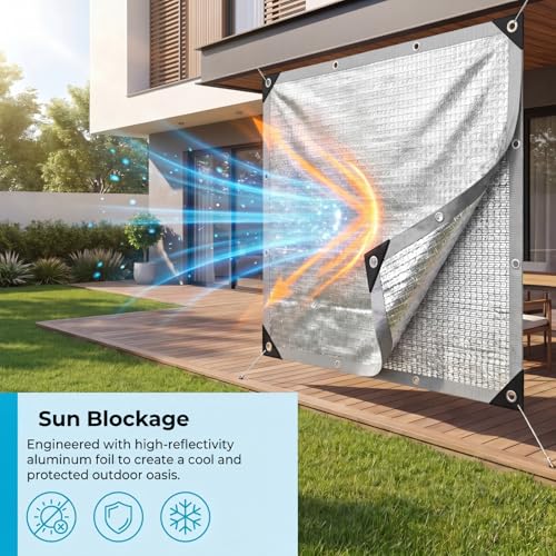 1 Set Aluminum Shade Cloth 3 x 6 ft Reflective 99% Cloth Silver