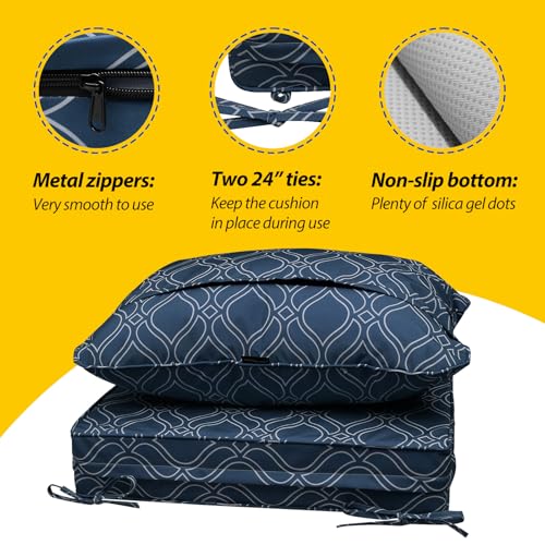 Outdoor Chair Cushions (Slate Blue Vine Trellis / 21"x21"x3" / 21"x17")