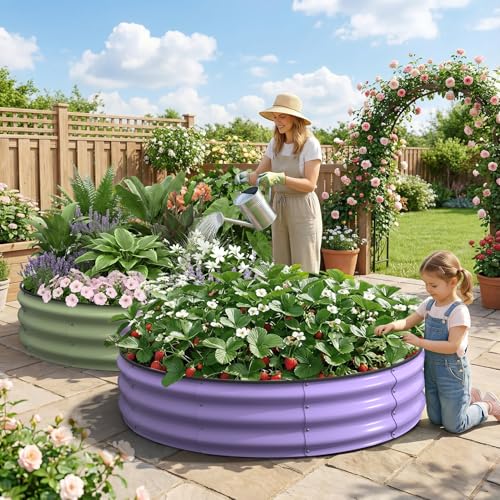 Round Raised Garden Bed (Fruit Green / 4x4x1FT)