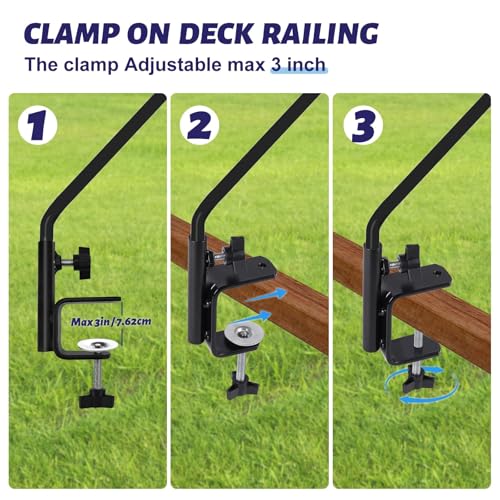4 Packs 3 Inch Clamp 28" Long Deck Hook for Hanging Bird Feeder (Deck Hook - 28 Inch - 4 Packs)