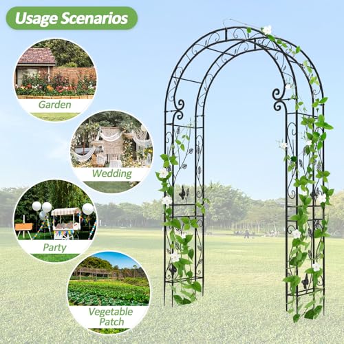 Sturdy Metal Garden Arch with Rust (88"(H)*51"(L)*17"(W))