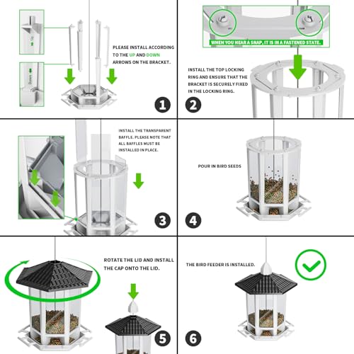 2 Pack Bird Feeders for Outdoor Hanging (Black&White / 2 PACK)