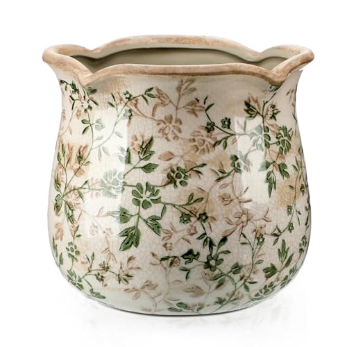 6 Inch Vintage Ceramic Planters Crackle Glaze