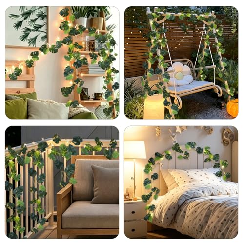 Monstera Leaves String Light 1P 20LED Battery Operated Tropical Ivy (Green Plam)