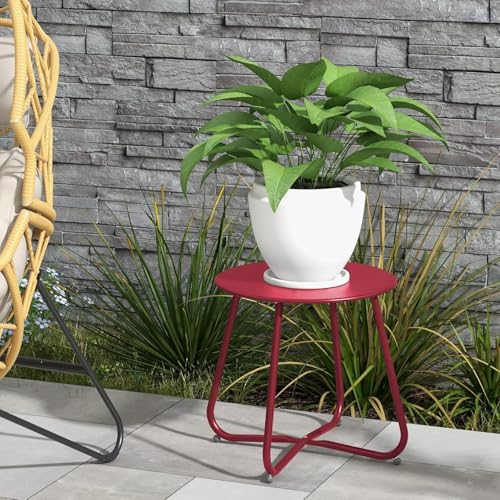 Dark Red Patio Side Table