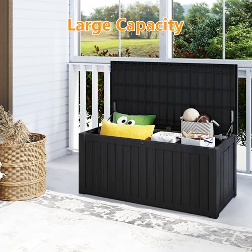 150 Gallon Deck Boxes Outdoor Waterproof (Black / 150 GAL)