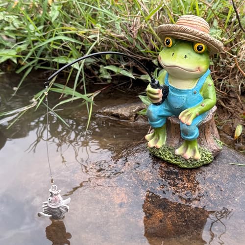 Outdoor Frog Statue Garden Koi Pond Decoration (Fishing Frog Statue)