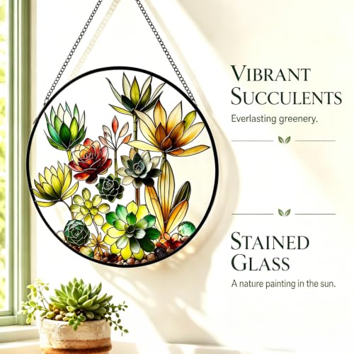 Stained Glass Window Hanging (Succulents)