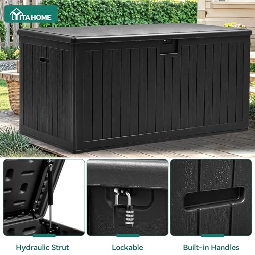 260 Gallon Large Deck Box with Divider & Side Handles (Black / 260 Gallon)