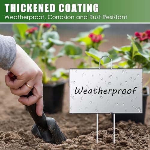 6 Pcs Large Plant Marker (4'' X 6'' with 11'' Stake / Silver)