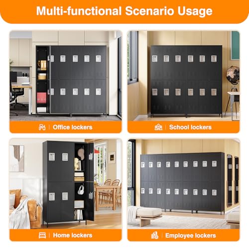 Metal Locker with 6 Doors (Black(4 Legs) / 6 Doors-Wide-71")