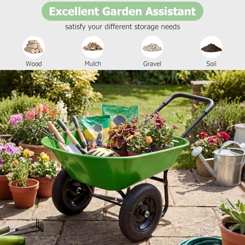 Dual Wheel Wheelbarrow (Bright Green)