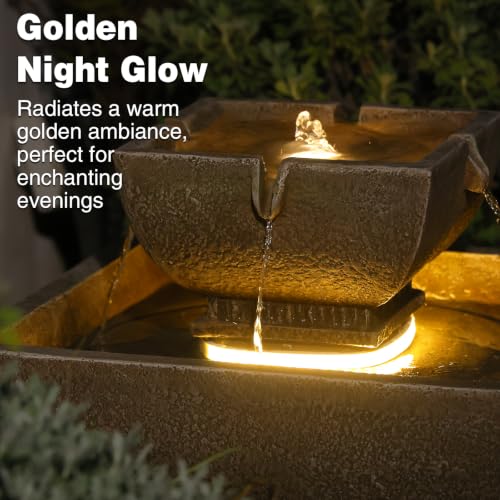 Small Modern Outdoor Water Fountain for Outdoor and Indoor Decor Brown (15.55H-BROWN / 15.55h-brown)