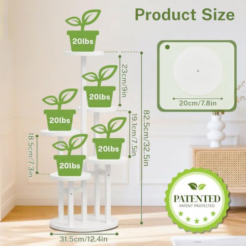 5 Tier Wood Plant Stand Indoor Outdoor Corner Tall Shelf (Pine White / 5 Tiers)