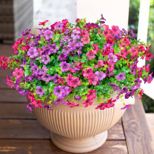 Artificial Flowers for Outdoor Indoor Garden Home Decoration (Purple Pink)