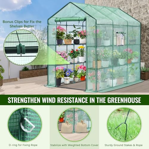 Greenhouse 57 x 85 x 76'' Portable Green House for Outdoor Indoor (Large Green)