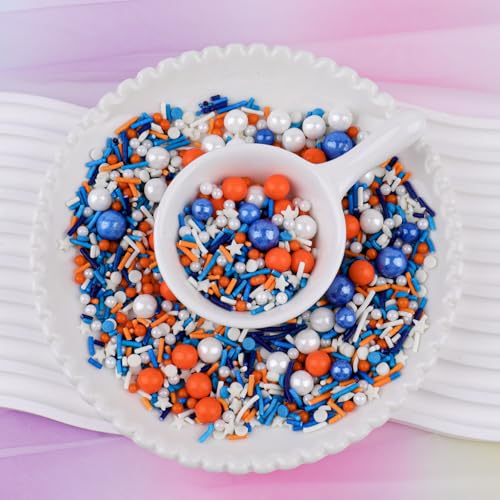 Orange and Blue Sprinkles for Cake Decorating (Blue Orange White)